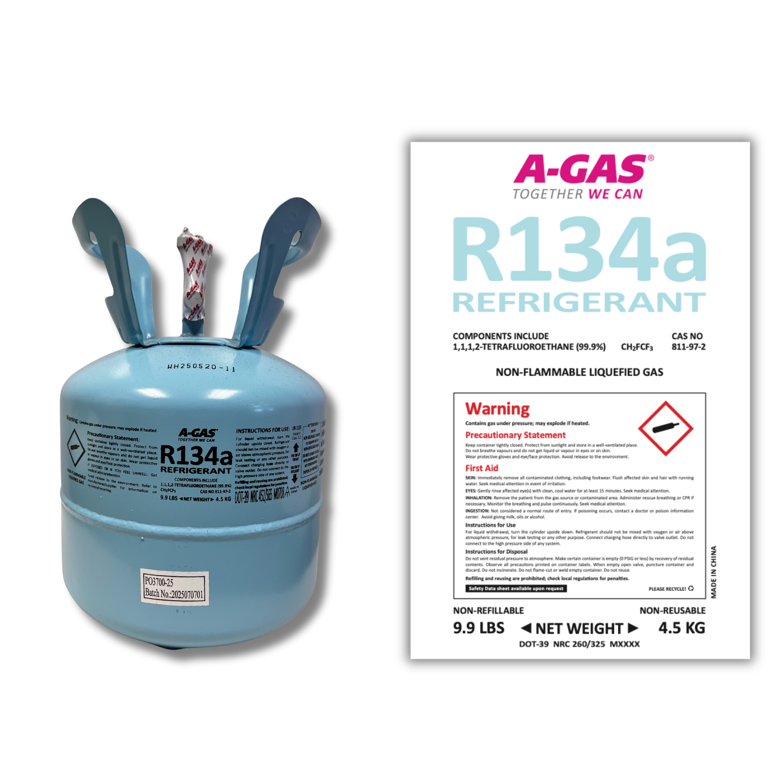 R134a in  4.5Kg Disposable Can CoolGas