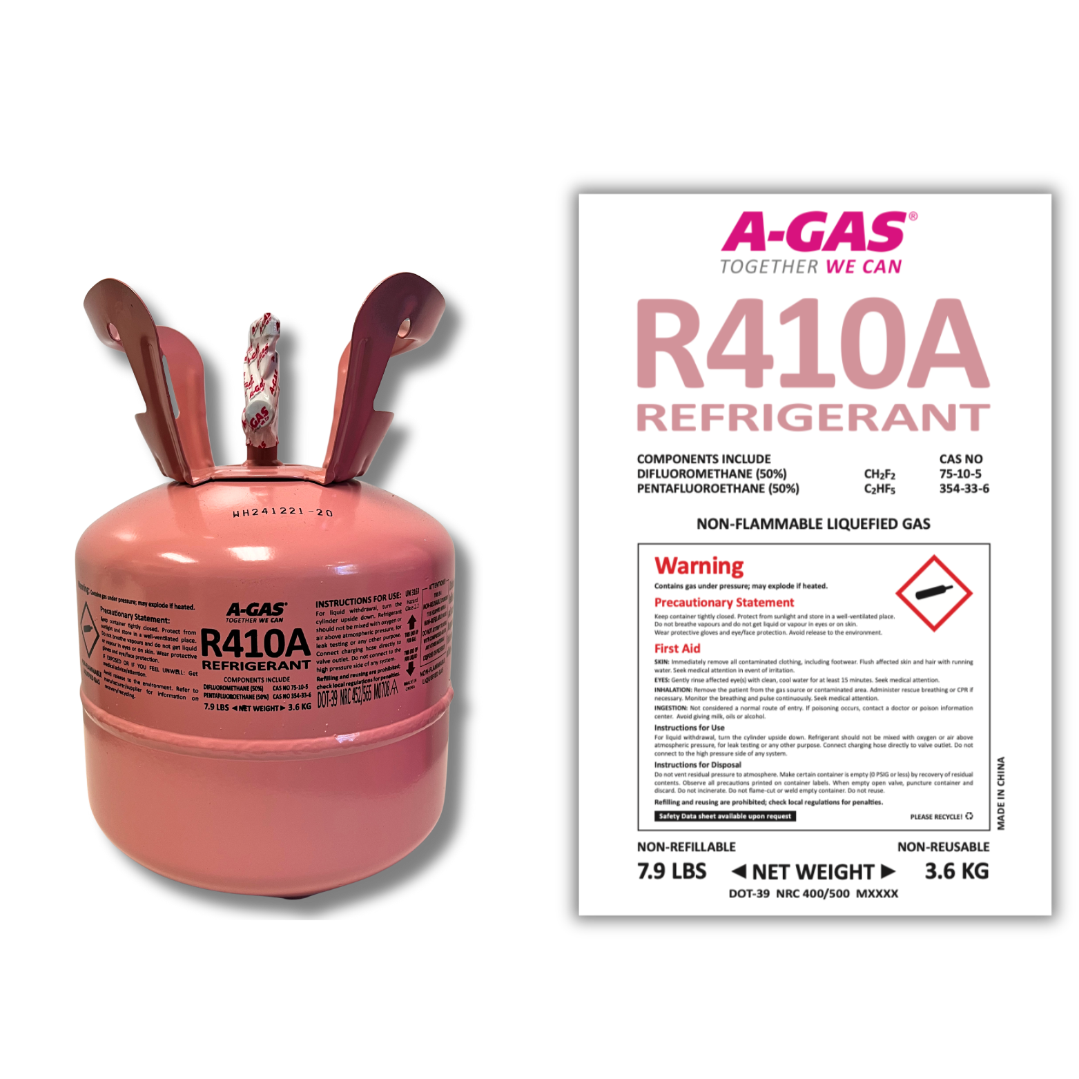 R410A in 3.6 Kg  Disposable Can CoolGas