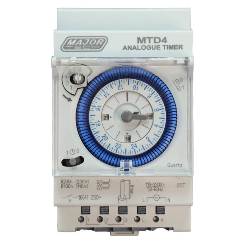 MTD4 24hr Analogue Timer With Battery Backup